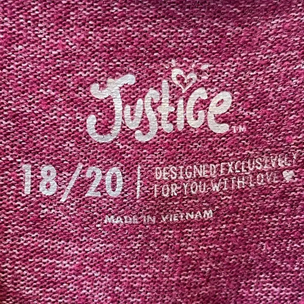 Justice Burgundy Knit Top with Hood Size 18-20